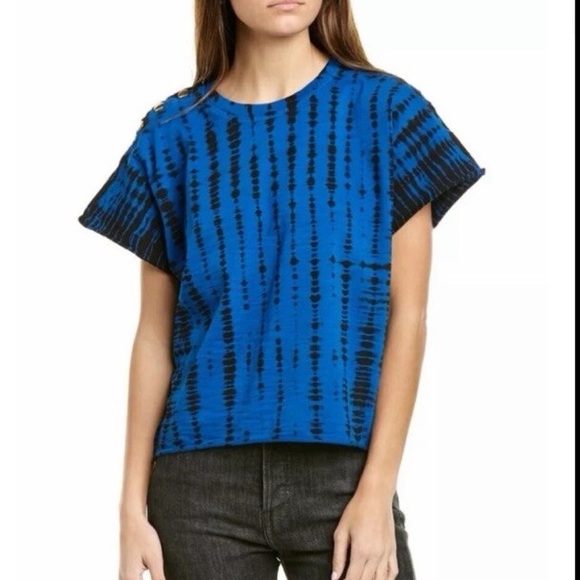 Nation LTD Tops - Nation LTD Blue Terrin Tie Dye Short Sleeve Top Size Small